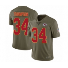 Men's Kansas City Chiefs #34 Darwin Thompson Limited Olive 2017 Salute to Service Football Jersey