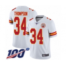 Men's Kansas City Chiefs #34 Darwin Thompson White Vapor Untouchable Limited Player 100th Season Football Jersey