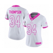 Women's Kansas City Chiefs #34 Darwin Thompson Limited White Pink Rush Fashion Football Jersey
