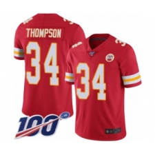 Youth Kansas City Chiefs #34 Darwin Thompson Red Team Color Vapor Untouchable Limited Player 100th Season Football Jersey