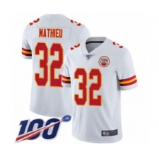 Men's Kansas City Chiefs #32 Tyrann Mathieu White Vapor Untouchable Limited Player 100th Season Football Jersey