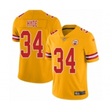 Youth Kansas City Chiefs #34 Carlos Hyde Limited Gold Inverted Legend Football Jersey
