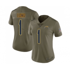Women's Los Angeles Chargers #1 Ty Long Limited Olive 2017 Salute to Service Football Jersey