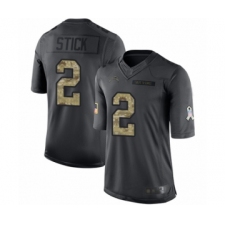 Men's Los Angeles Chargers #2 Easton Stick Limited Black 2016 Salute to Service Football Jersey