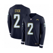 Men's Los Angeles Chargers #2 Easton Stick Limited Navy Blue Therma Long Sleeve Football Jersey
