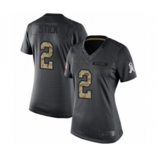 Women's Los Angeles Chargers #2 Easton Stick Limited Black 2016 Salute to Service Football Jersey