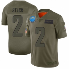 Youth Los Angeles Chargers #2 Easton Stick Limited Camo 2019 Salute to Service Football Jersey