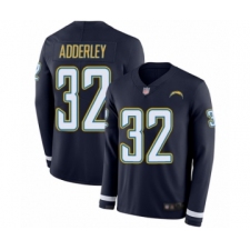 Men's Los Angeles Chargers #32 Nasir Adderley Limited Navy Blue Therma Long Sleeve Football Jersey