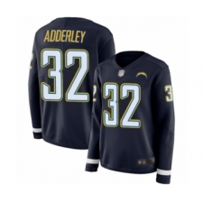 Women's Los Angeles Chargers #32 Nasir Adderley Limited Navy Blue Therma Long Sleeve Football Jersey