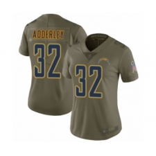Women's Los Angeles Chargers #32 Nasir Adderley Limited Olive 2017 Salute to Service Football Jersey