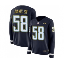 Women's Los Angeles Chargers #58 Thomas Davis Sr Limited Navy Blue Therma Long Sleeve Football Jersey