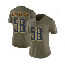 Women's Los Angeles Chargers #58 Thomas Davis Sr Limited Olive 2017 Salute to Service Football Jersey