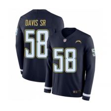 Youth Los Angeles Chargers #58 Thomas Davis Sr Limited Navy Blue Therma Long Sleeve Football Jersey