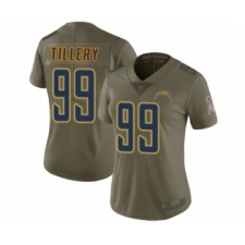 Women's Los Angeles Chargers #99 Jerry Tillery Limited Olive 2017 Salute to Service Football Jersey