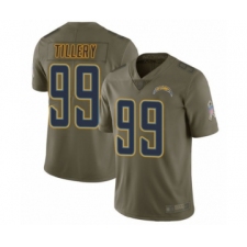 Youth Los Angeles Chargers #99 Jerry Tillery Limited Olive 2017 Salute to Service Football Jersey