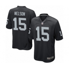 Men's Oakland Raiders #15 J. Nelson Game Black Team Color Football Jersey