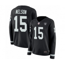 Women's Oakland Raiders #15 J. Nelson Limited Black Therma Long Sleeve Football Jersey