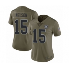 Women's Oakland Raiders #15 J. Nelson Limited Olive 2017 Salute to Service Football Jersey