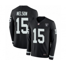 Youth Oakland Raiders #15 J. Nelson Limited Black Therma Long Sleeve Football Jersey