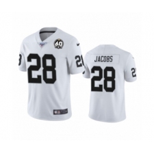 Women's Oakland Raiders #28 Josh Jacobs White 60th Anniversary Vapor Untouchable Limited Player 100th Season Football Jersey