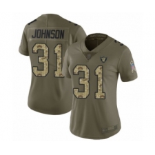 Women's Oakland Raiders #31 Isaiah Johnson Limited Olive Camo 2017 Salute to Service Football Jersey