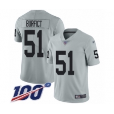 Men's Oakland Raiders #51 Vontaze Burfict Limited Silver Inverted Legend 100th Season Football Jersey