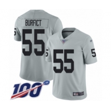 Men's Oakland Raiders #55 Vontaze Burfict Limited Silver Inverted Legend 100th Season Football Jersey