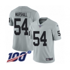 Men's Oakland Raiders #54 Brandon Marshall Limited Silver Inverted Legend 100th Season Football Jersey