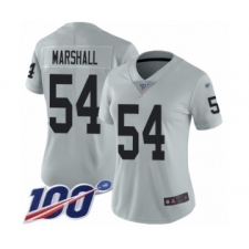 Women's Oakland Raiders #54 Brandon Marshall Limited Silver Inverted Legend 100th Season Football Jersey