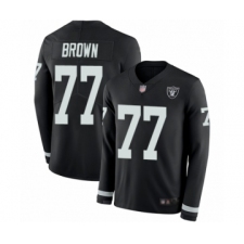 Men's Oakland Raiders #77 Trent Brown Limited Black Therma Long Sleeve Football Jersey