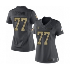 Women's Oakland Raiders #77 Trent Brown Limited Black 2016 Salute to Service Football Jersey