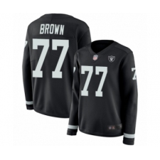 Women's Oakland Raiders #77 Trent Brown Limited Black Therma Long Sleeve Football Jersey