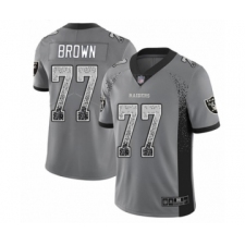 Youth Oakland Raiders #77 Trent Brown Limited Gray Rush Drift Fashion Football Jersey
