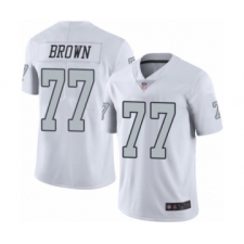 Youth Oakland Raiders #77 Trent Brown Limited White Rush Vapor Untouchable Football Jersey