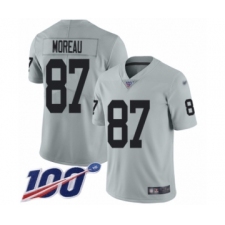 Men's Oakland Raiders #87 Foster Moreau Limited Silver Inverted Legend 100th Season Football Jersey