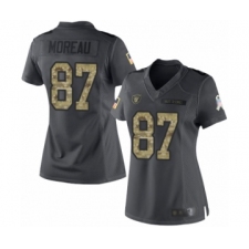Women's Oakland Raiders #87 Foster Moreau Limited Black 2016 Salute to Service Football Jersey