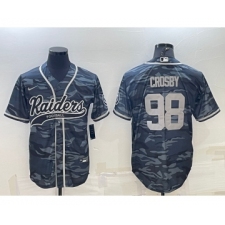 Men's Las Vegas Raiders #98 Maxx Crosby Grey Camo With Patch Cool Base Stitched Baseball Jersey