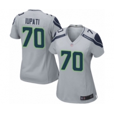Women's Seattle Seahawks #70 Mike Iupati Game Grey Alternate Football Jersey