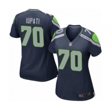 Women's Seattle Seahawks #70 Mike Iupati Game Navy Blue Team Color Football Jersey