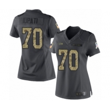 Women's Seattle Seahawks #70 Mike Iupati Limited Black 2016 Salute to Service Football Jersey
