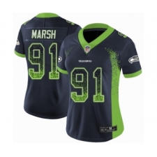 Women's Seattle Seahawks #91 Cassius Marsh Limited Navy Blue Rush Drift Fashion Football Jersey