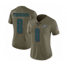 Women's Philadelphia Eagles #8 Clayton Thorson Limited Olive 2017 Salute to Service Football Jersey