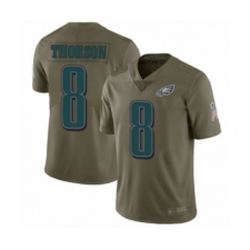 Youth Philadelphia Eagles #8 Clayton Thorson Limited Olive 2017 Salute to Service Football Jersey
