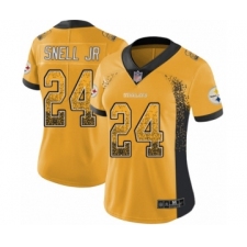 Women's Pittsburgh Steelers #24 Benny Snell Jr. Gold Rush Drift Fashion Football Jersey