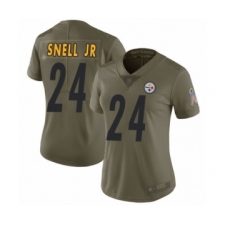 Women's Pittsburgh Steelers #24 Benny Snell Jr. Limited Olive 2017 Salute to Service Football Jersey