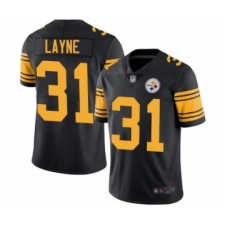 Men's Pittsburgh Steelers #31 Justin Layne Limited Black Rush Vapor Untouchable Football Jersey