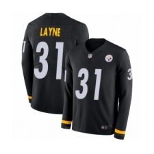 Men's Pittsburgh Steelers #31 Justin Layne Limited Black Therma Long Sleeve Football Jersey