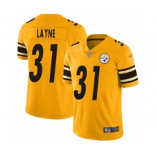Men's Pittsburgh Steelers #31 Justin Layne Limited Gold Inverted Legend Football Jersey
