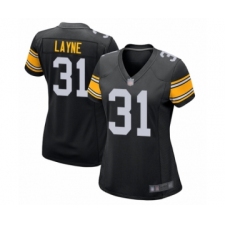 Women's Pittsburgh Steelers #31 Justin Layne Game Black Alternate Football Jersey