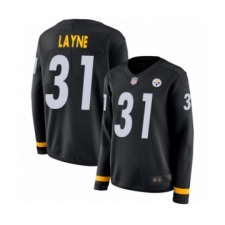 Women's Pittsburgh Steelers #31 Justin Layne Limited Black Therma Long Sleeve Football Jersey